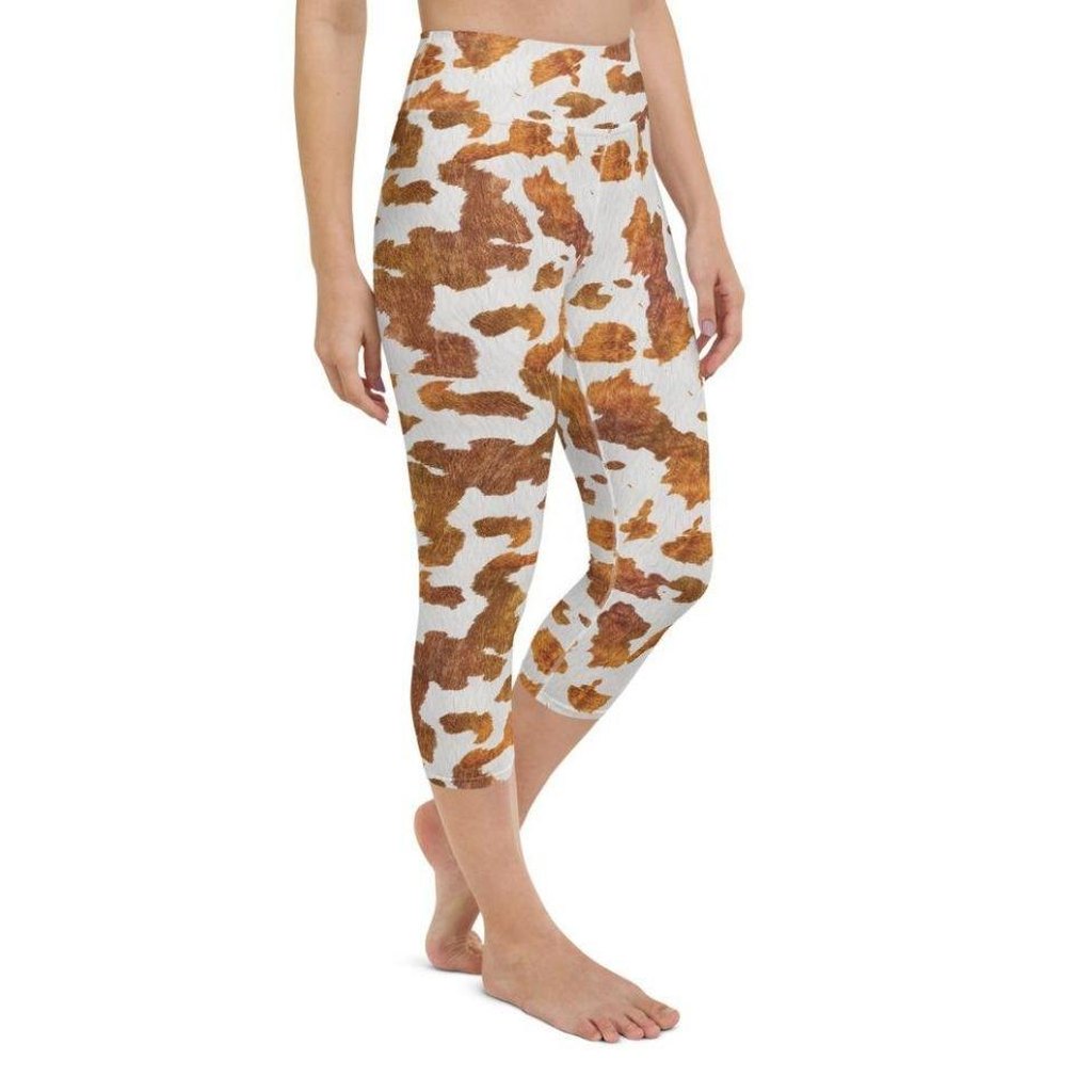 Realistic Cow Print Yoga Capris