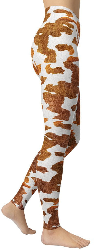 Realistic Cow Print Yoga Leggings