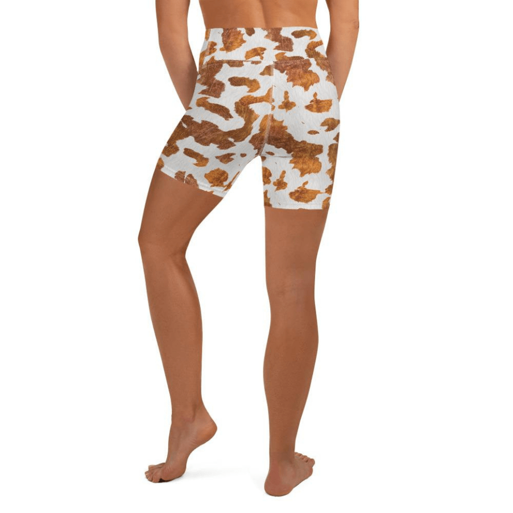 Realistic Cow Print Yoga Shorts