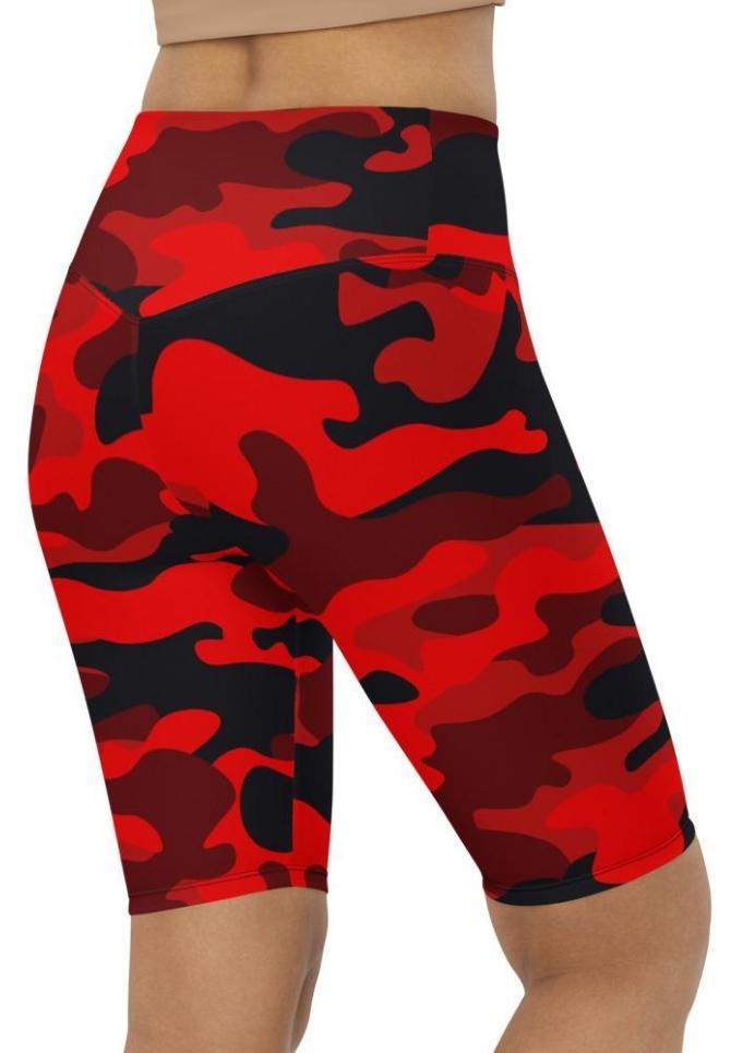 Red camo cycling store shorts