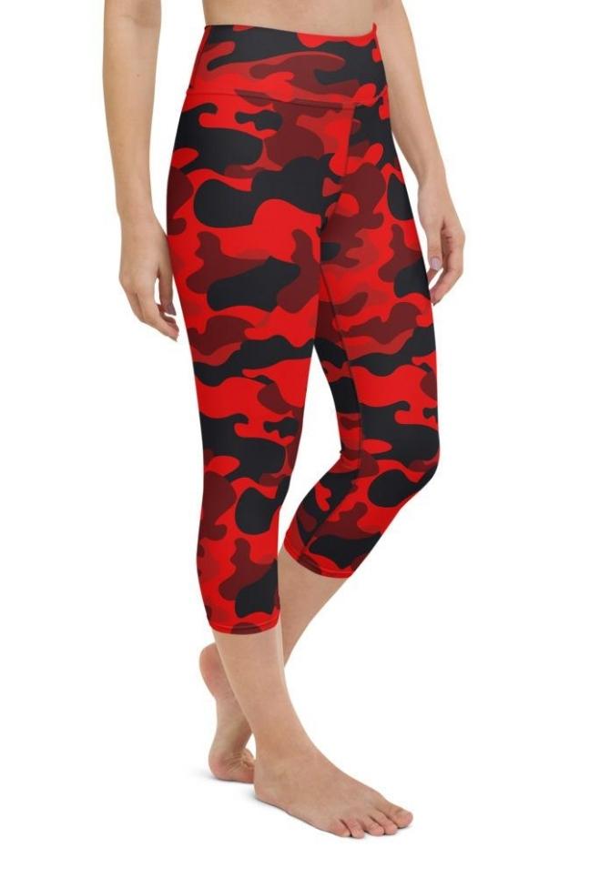 Red Camo Yoga Capris