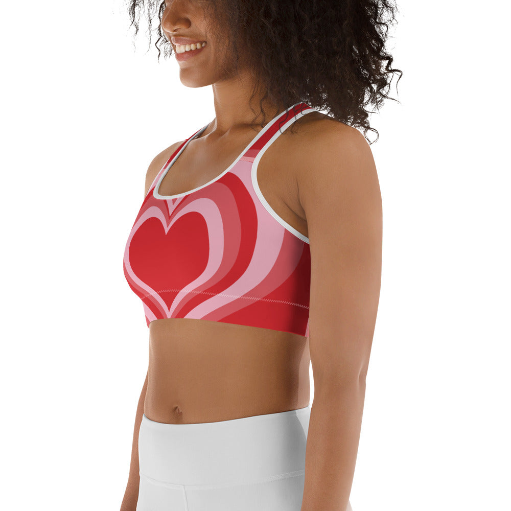 Red Heart Shaped Tunnel Sports Bra