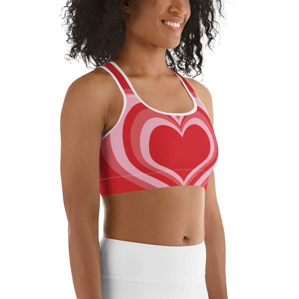 Red Heart Shaped Tunnel Sports Bra