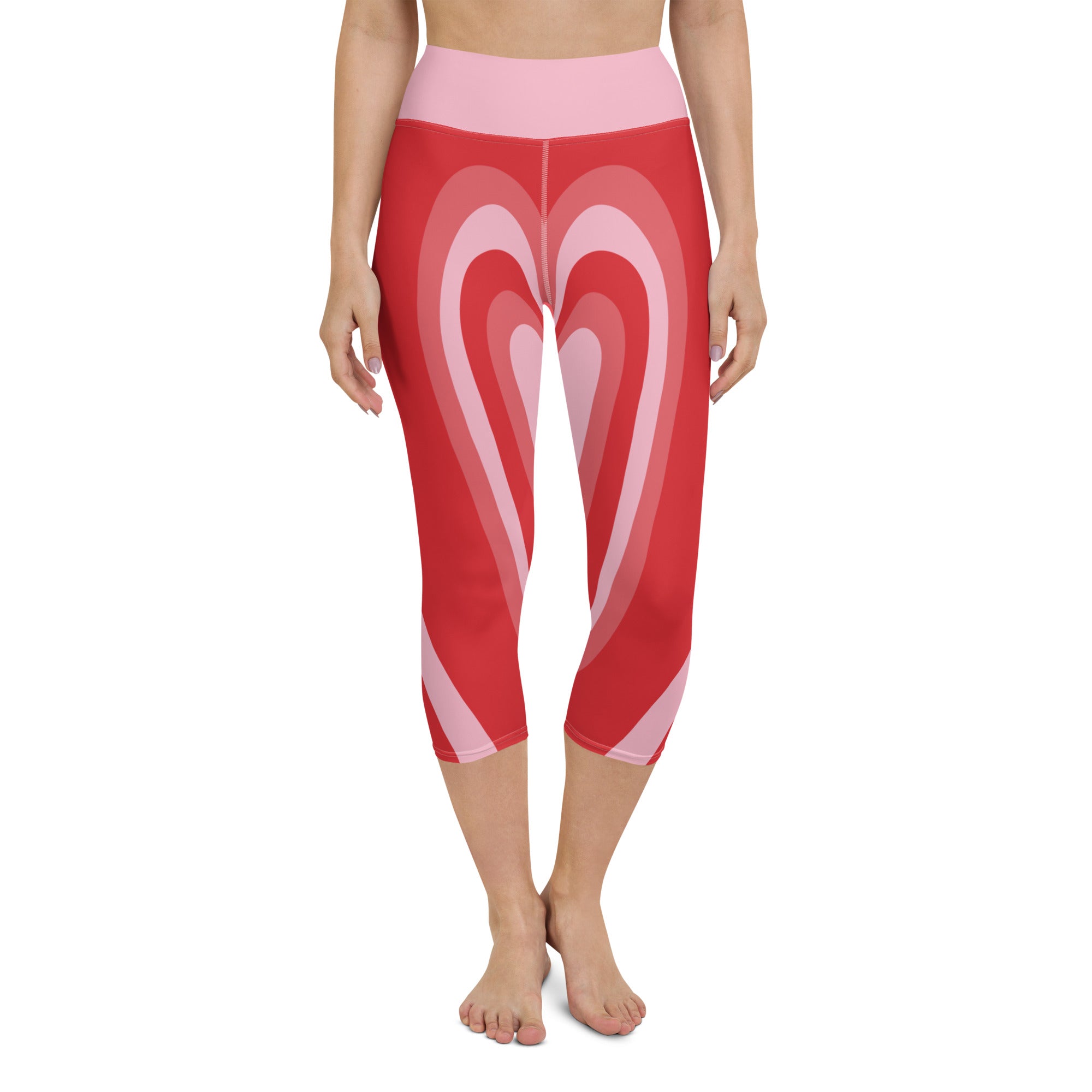 Red Heart Shaped Tunnel Yoga Capris