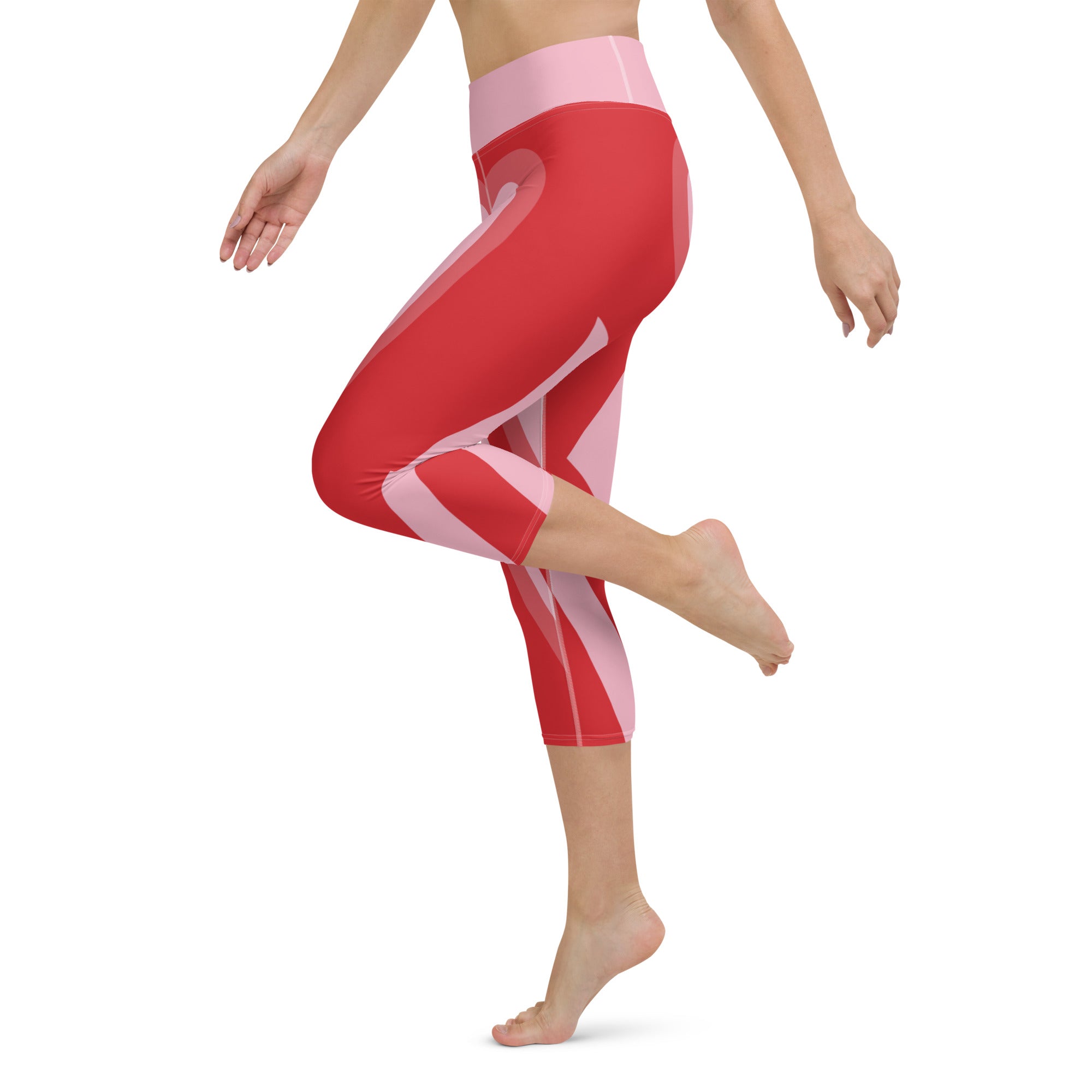 Red Heart Shaped Tunnel Yoga Capris