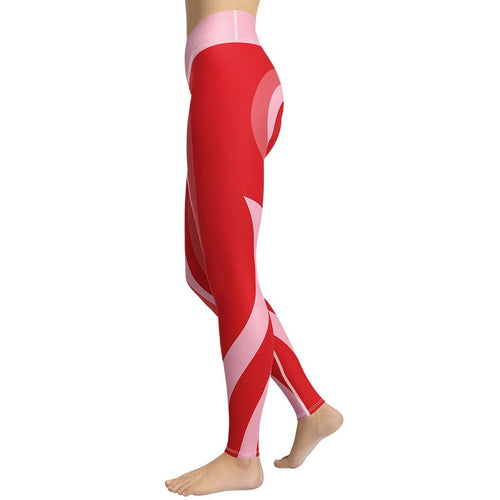 Red Heart Shaped Tunnel Yoga Leggings