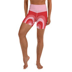 Red Heart Shaped Tunnel Yoga Shorts