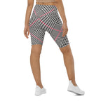 Red Houndstooth Plaid Biker Shorts