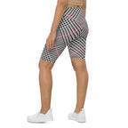 Red Houndstooth Plaid Biker Shorts