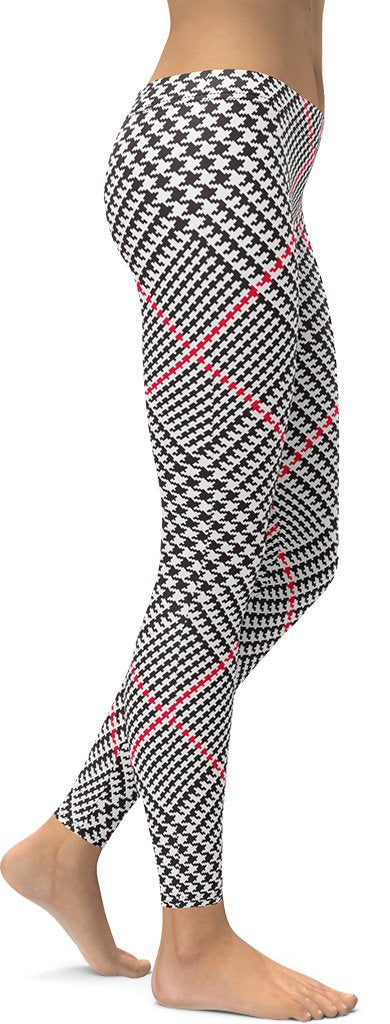 Red Houndstooth Plaid Leggings