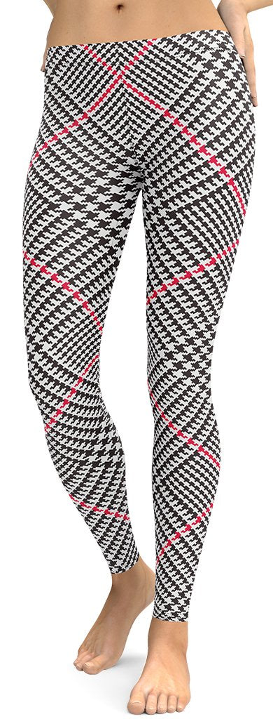 Red Houndstooth Plaid Leggings