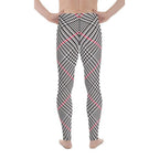 Red Houndstooth Plaid Men's Leggings