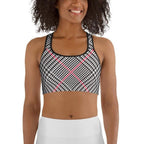 Red Houndstooth Plaid Sports Bra