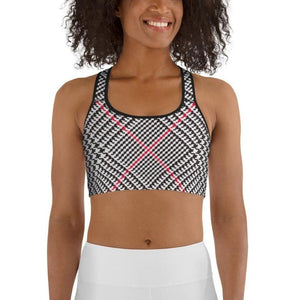 Red Houndstooth Plaid Sports Bra