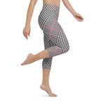 Red Houndstooth Plaid Yoga Capris
