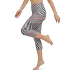 Red Houndstooth Plaid Yoga Capris