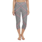 Red Houndstooth Plaid Yoga Capris