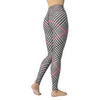 Red Houndstooth Plaid Yoga Leggings