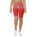 Red Knitted Print Christmas Biker Shorts