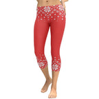 Red Knitted Print Christmas Capris