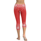 Red Knitted Print Christmas Capris
