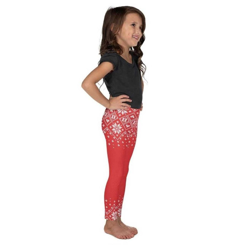 Red Knitted Print Christmas Kid's Leggings
