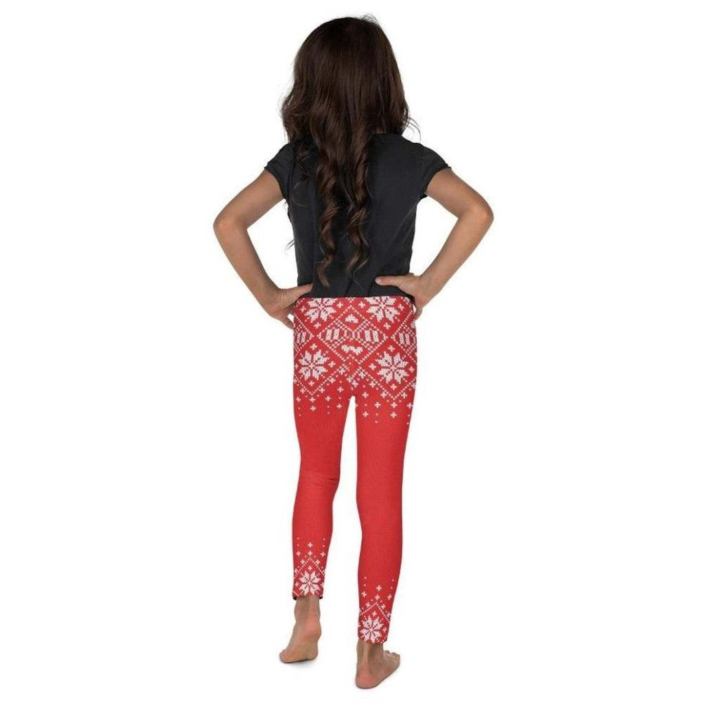 Red Knitted Print Christmas Kid's Leggings