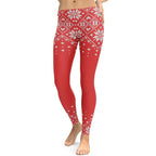 Red Knitted Print Christmas Leggings