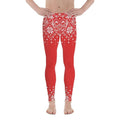 Red Knitted Print Christmas Men's Leggings
