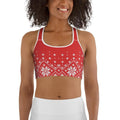 Red Knitted Print Christmas Sports Bra