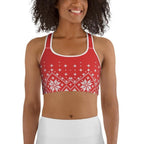 Red Knitted Print Christmas Sports Bra