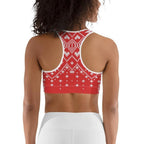 Red Knitted Print Christmas Sports Bra
