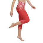 Red Knitted Print Christmas Yoga Capris