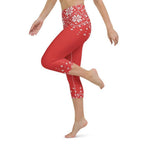 Red Knitted Print Christmas Yoga Capris