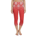 Red Knitted Print Christmas Yoga Capris