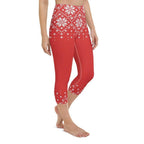 Red Knitted Print Christmas Yoga Capris
