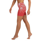 Red Knitted Print Christmas Yoga Shorts
