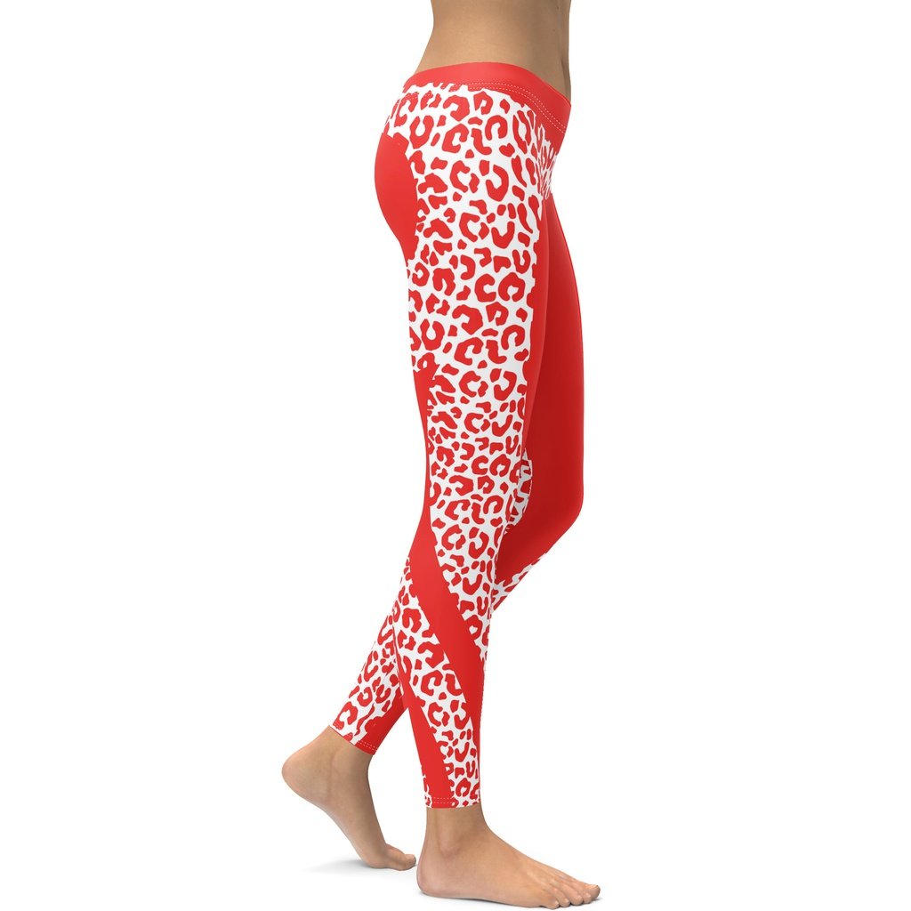 Red Leopard Heart Shaped Leggings