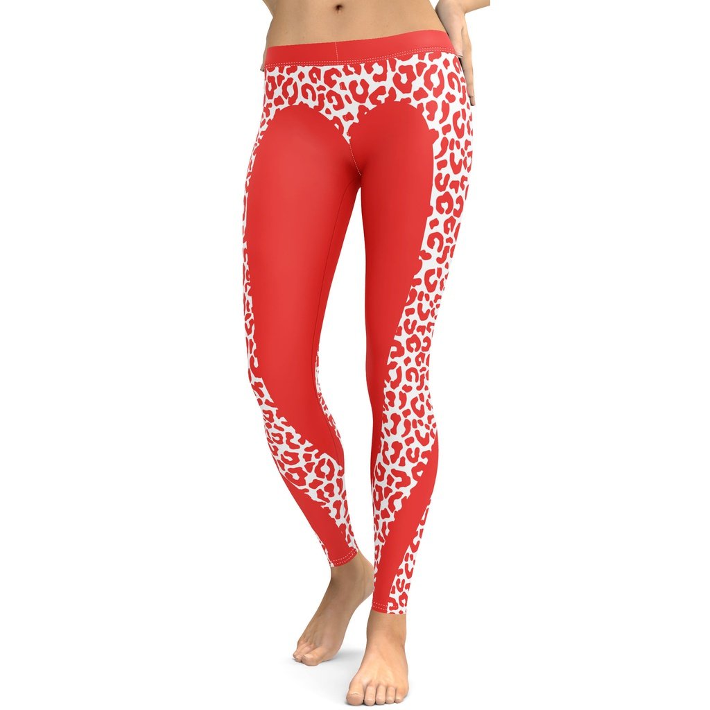 Red Leopard Heart Shaped Leggings