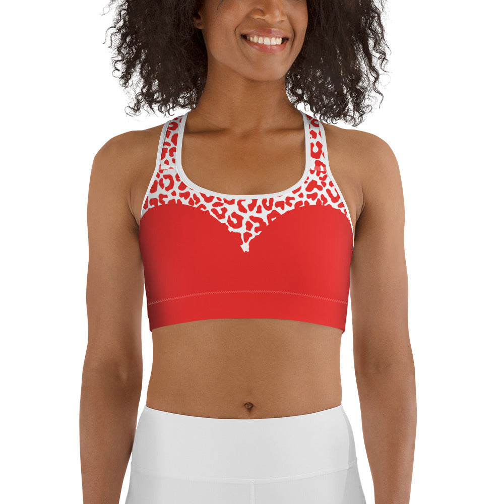 Red Leopard Heart Shaped Sports Bra