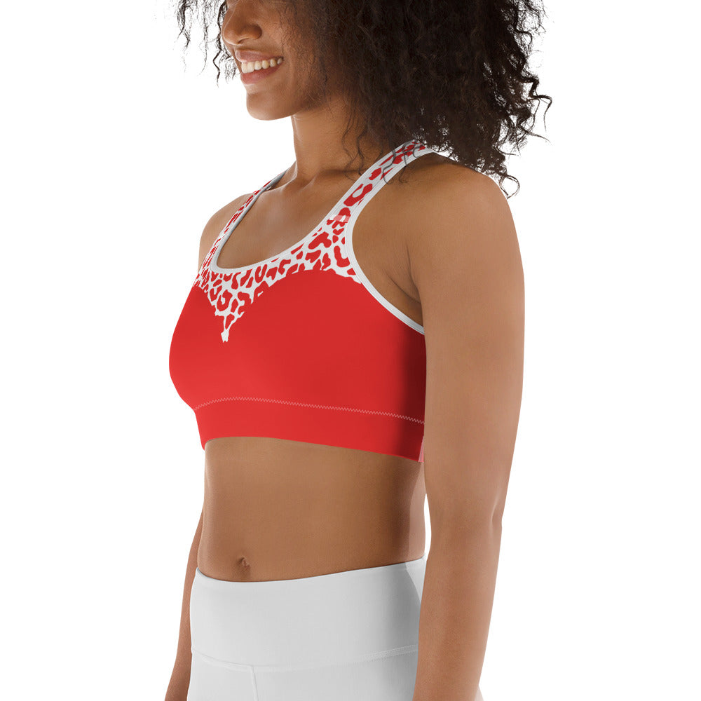 Red Leopard Heart Shaped Sports Bra