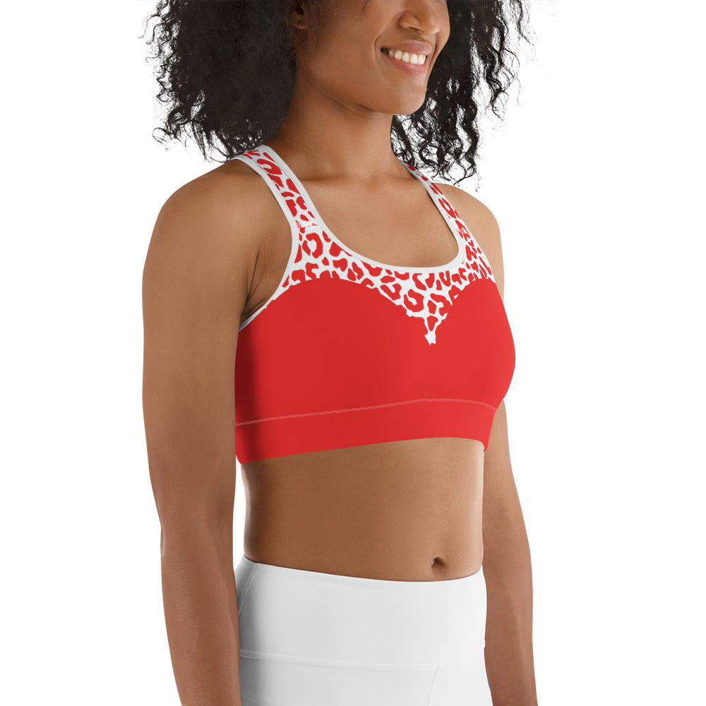 Red Leopard Heart Shaped Sports Bra