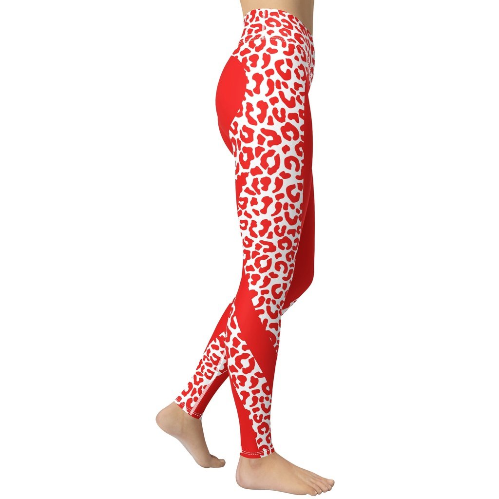 Red Leopard Heart Shaped Yoga Leggings