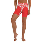Red Leopard Heart Shaped Yoga Shorts