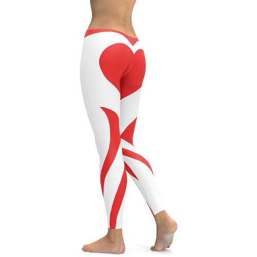 Red & White Heart Shaped Leggings