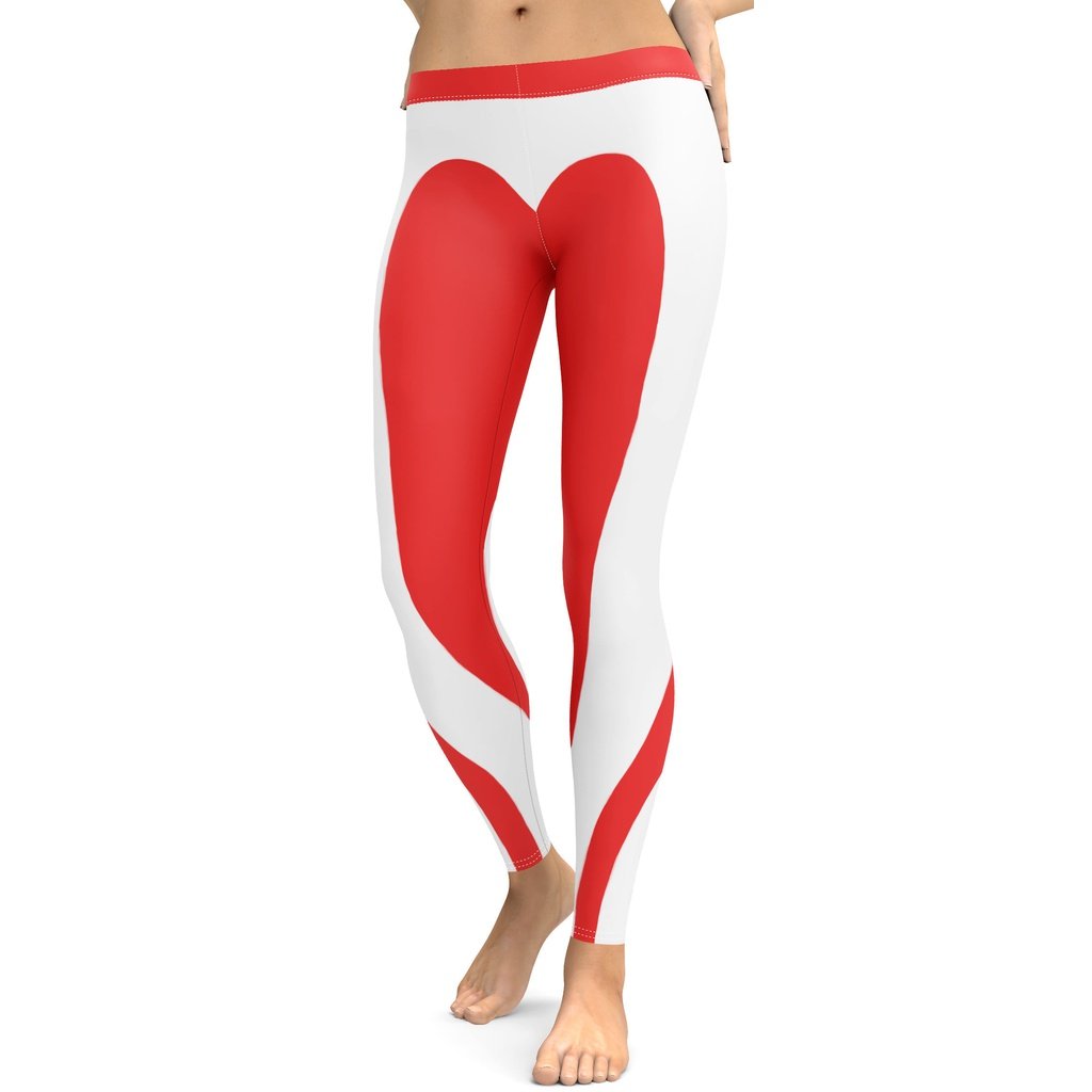 Red & White Heart Shaped Leggings