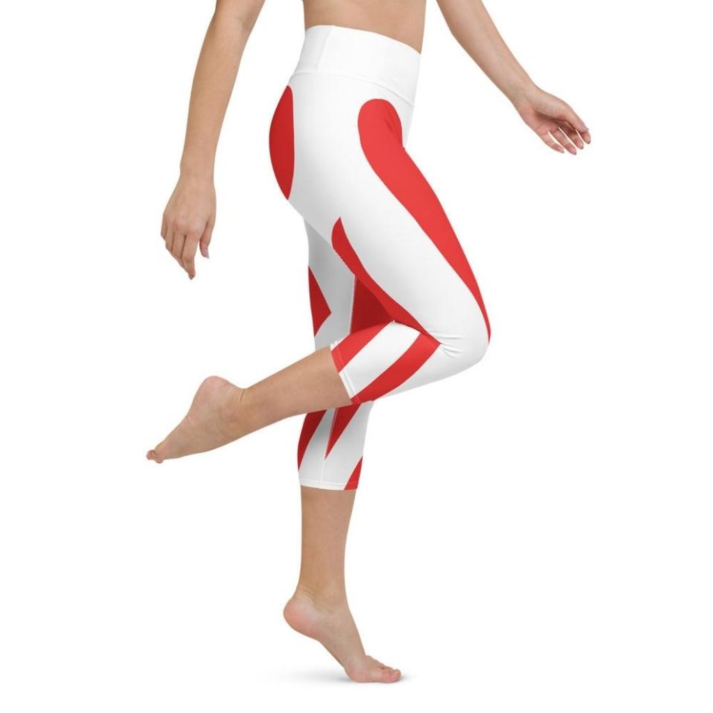 Red & White Heart Shaped Yoga Capris