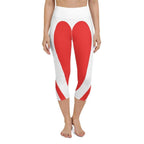 Red & White Heart Shaped Yoga Capris