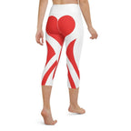 Red & White Heart Shaped Yoga Capris