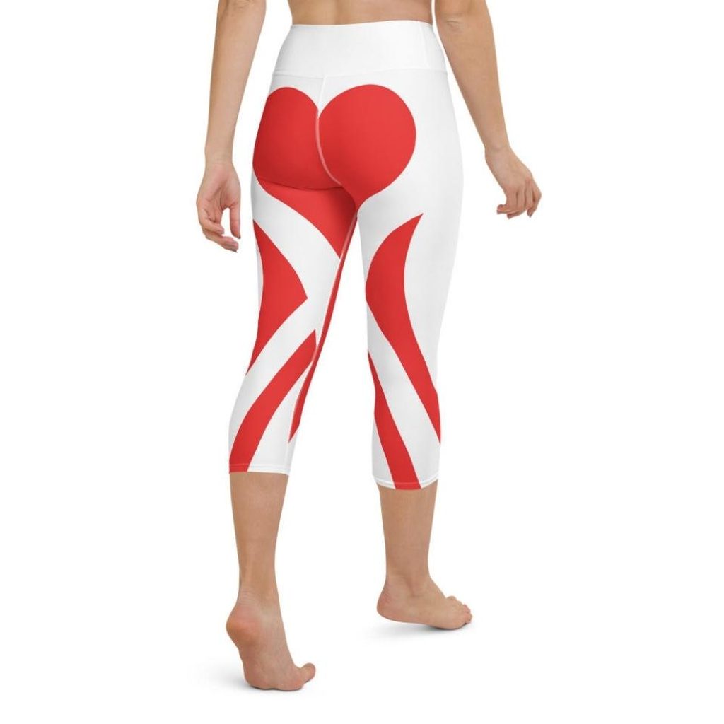 Red & White Heart Shaped Yoga Capris